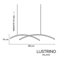 Dimensions de la suspension cuisine LED en arc version double
