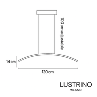 Dimensions de la suspension cuisine LED en arc version simple