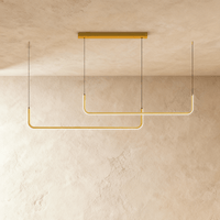 Lustre design linéaire doré, modèle double centré