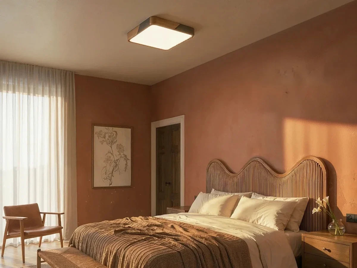 Plafonnier LED design colore dans une chambre Image