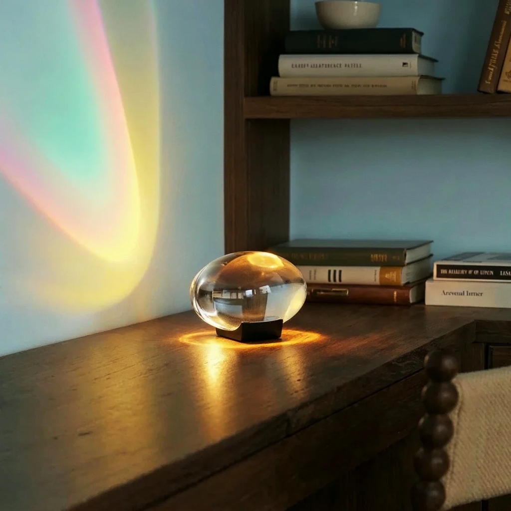 Lampe à Poser Projection Arc-En-Ciel en Cristal