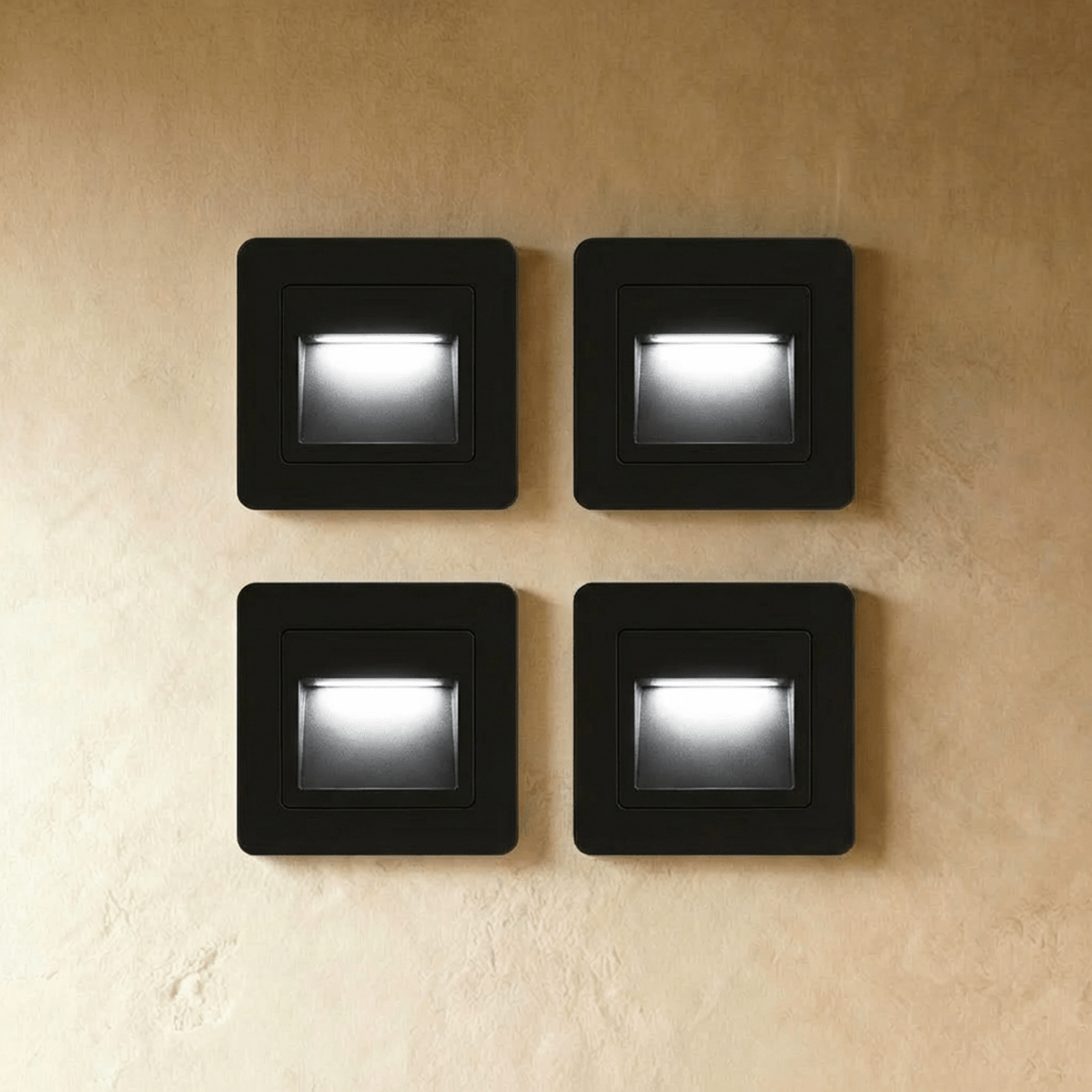 Lot de 4 spots encastrables noirs pour éclairage escalier