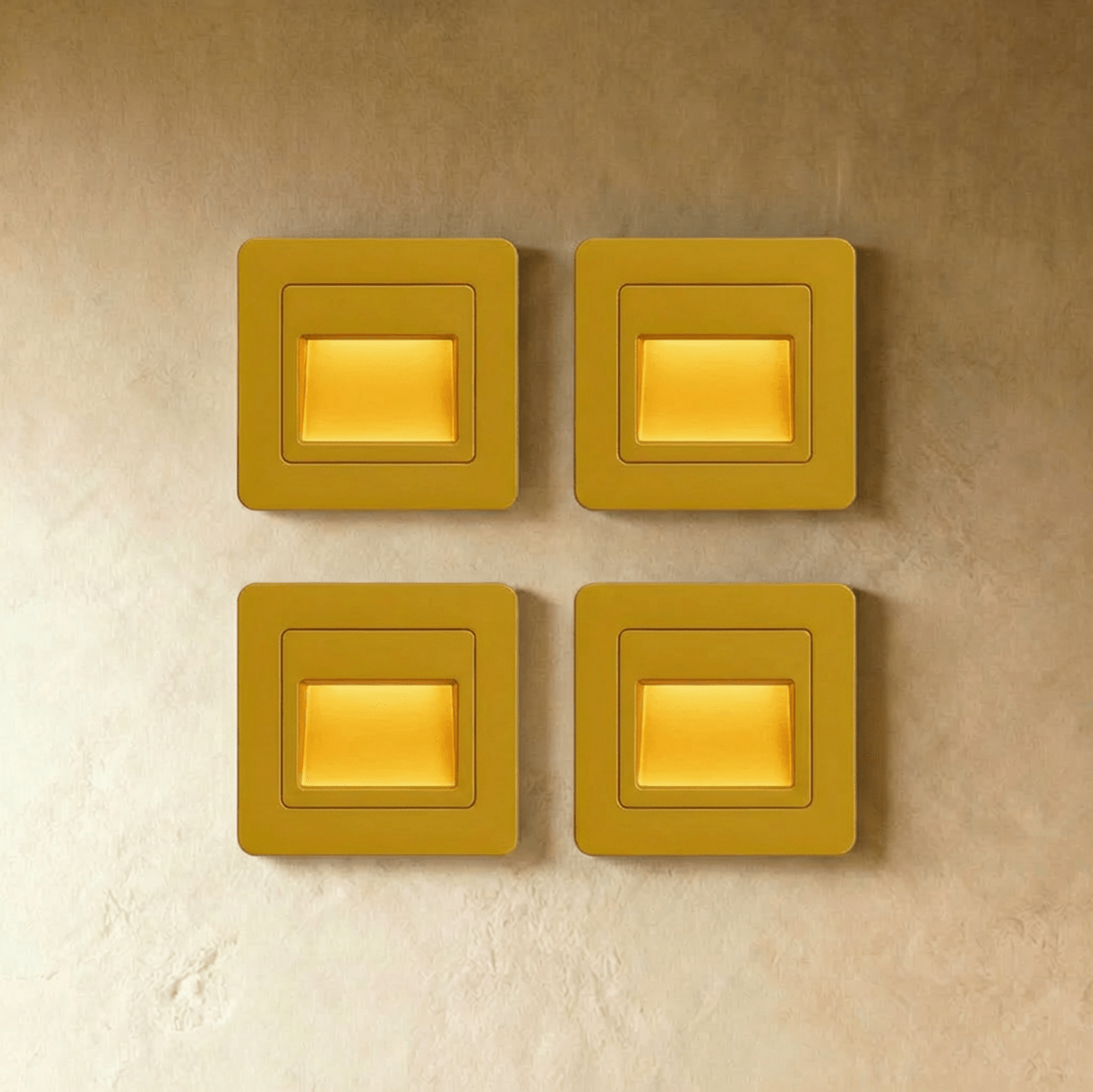 Lot de 4 spots encastrables dorés pour éclairage escalier