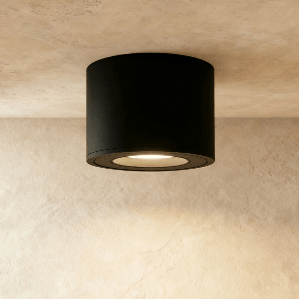 Spot LED orientable en aluminium noir monté en saillie au plafond