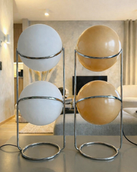 Globes en acrylique blanc et ambré du lampadaire boule