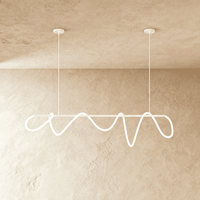 Suspension LED design finition blanche avec tube lumineux ondulé