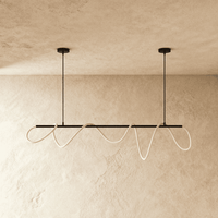 Suspension LED design noire vue de face, tube lumineux éteint