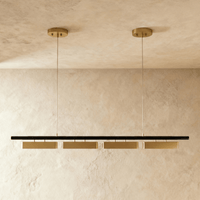 Lustre led 4 têtes avec double platine ronde en laiton