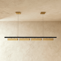 Lustre led linéaire 4 têtes avec double platine carrée
