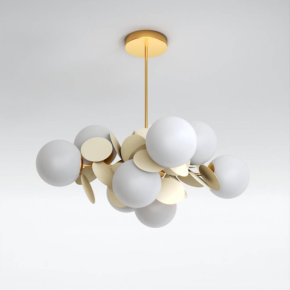 Lustre moderne gris à sphères et disques assortis