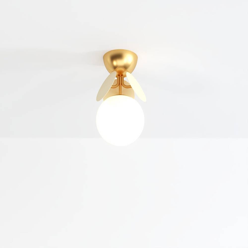 Lustre moderne blanc à une tête avec disques dorés