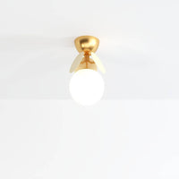 Lustre moderne blanc à une tête avec disques dorés