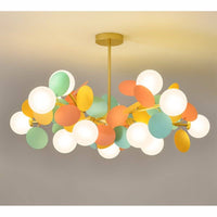 Lustre moderne multicolore aux disques verts, orange et jaunes