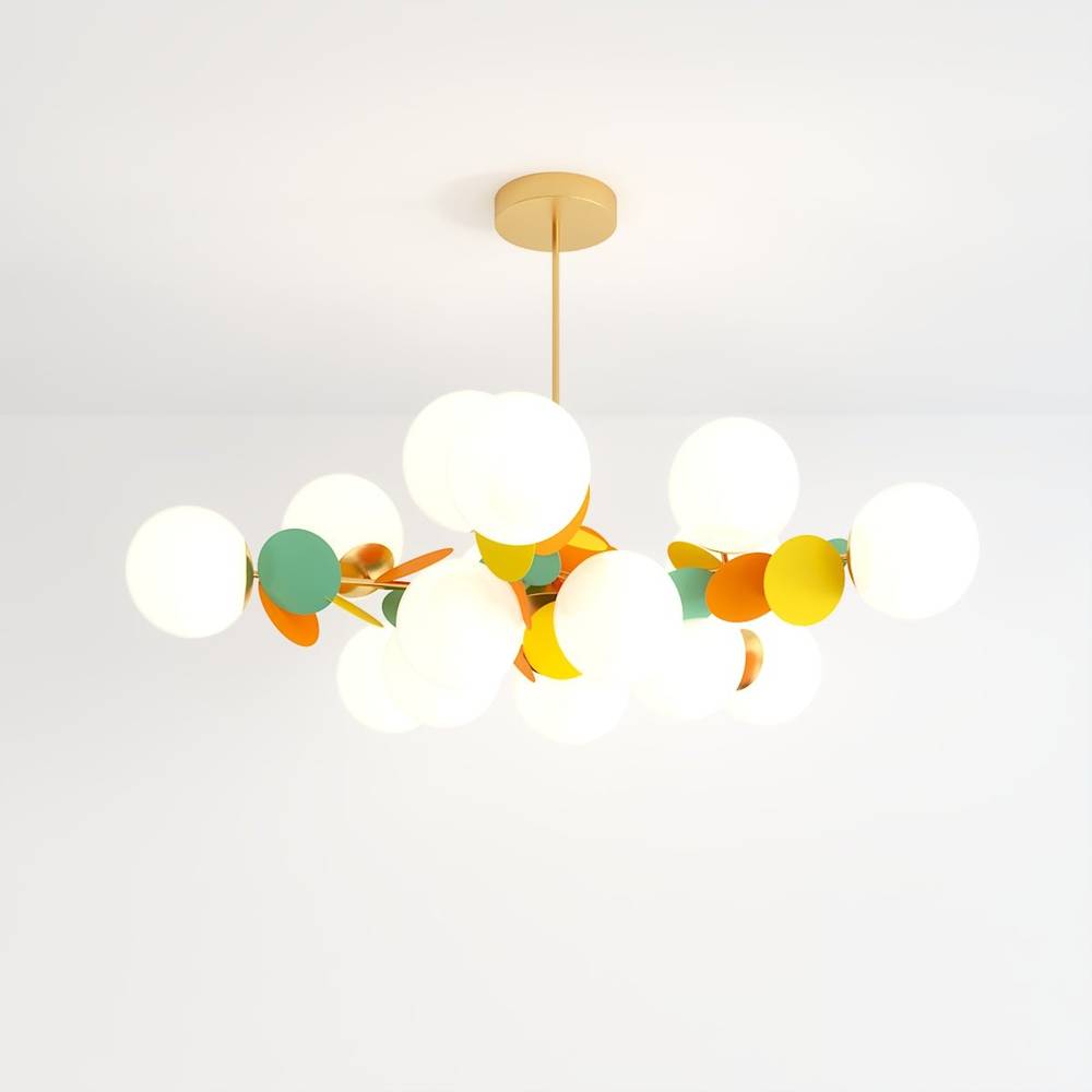 Lustre moderne multicolore à quinze têtes