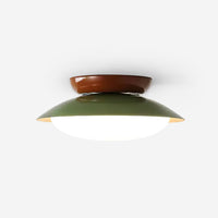 Plafonnier LED vintage en métal marron et vert sur fond blanc