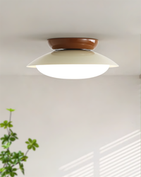Plafonnier LED vintage fixé au plafond près d'une plante verte