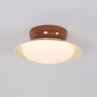Plafonnier LED vintage marron et beige éclairé en lumière chaude
