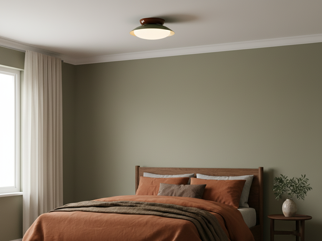 Plafonnier LED vintage en metal dans une chambre Image