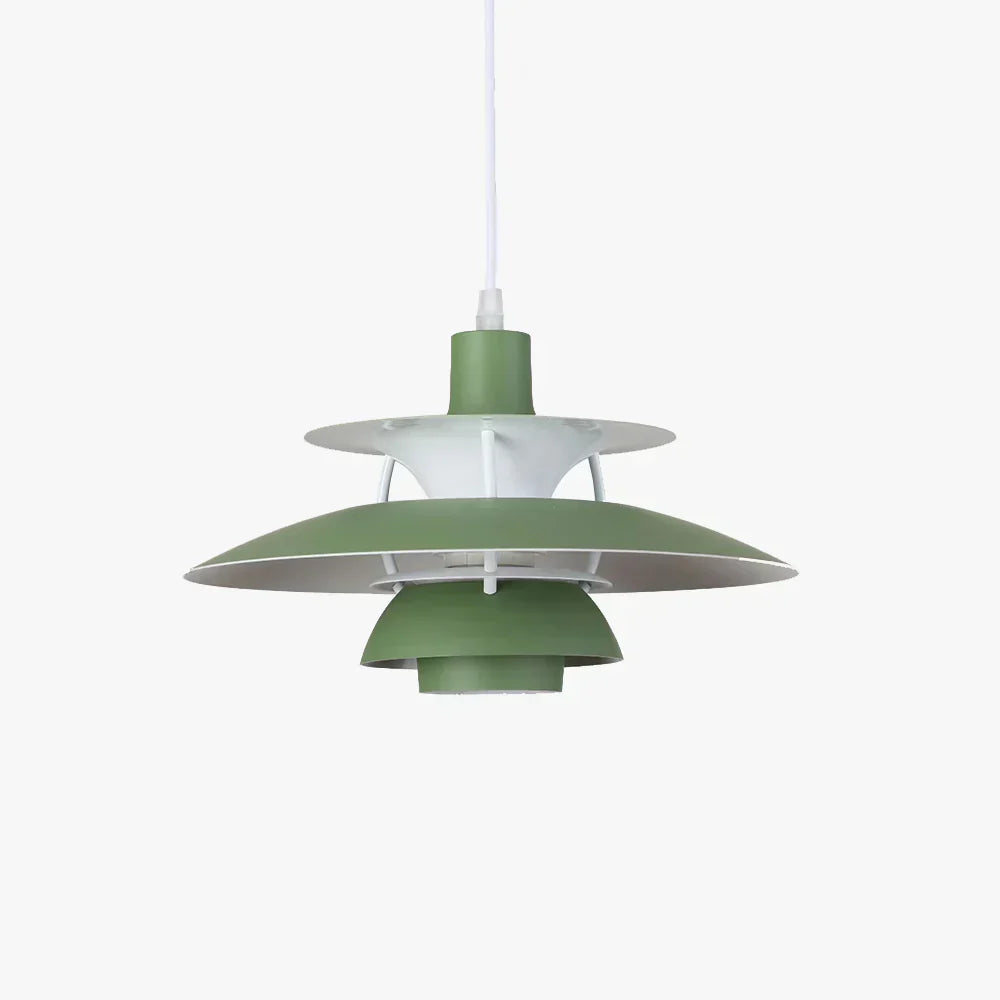 Suspension scandinave en métal coloré coloris vert pur, vue de face