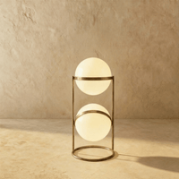 Lampadaire design à deux étages finition laiton vintage