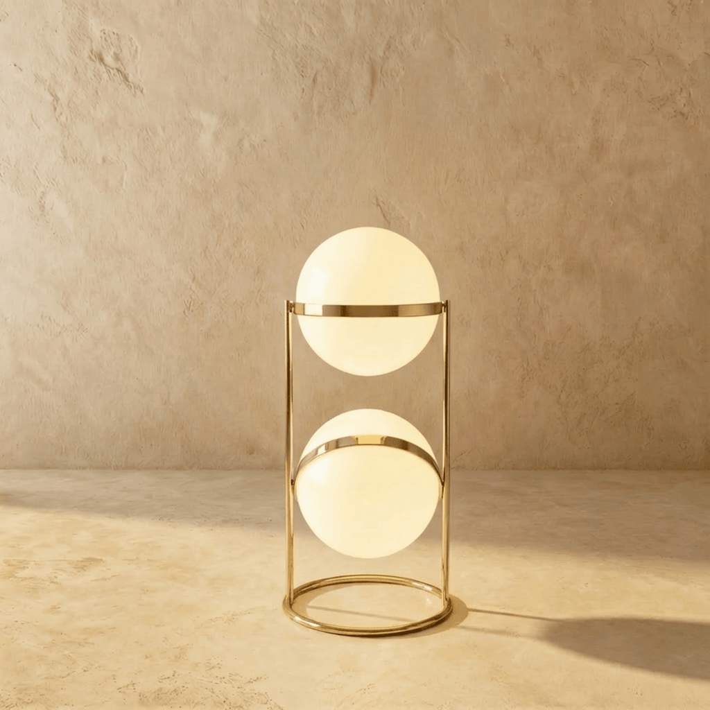 Lampadaire design à deux étages finition laiton