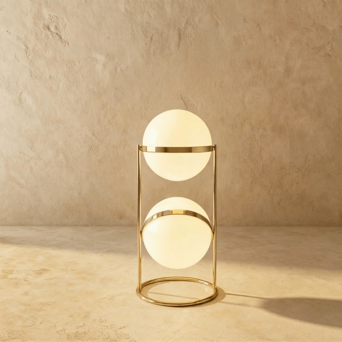 Lampadaire design à deux étages finition laiton