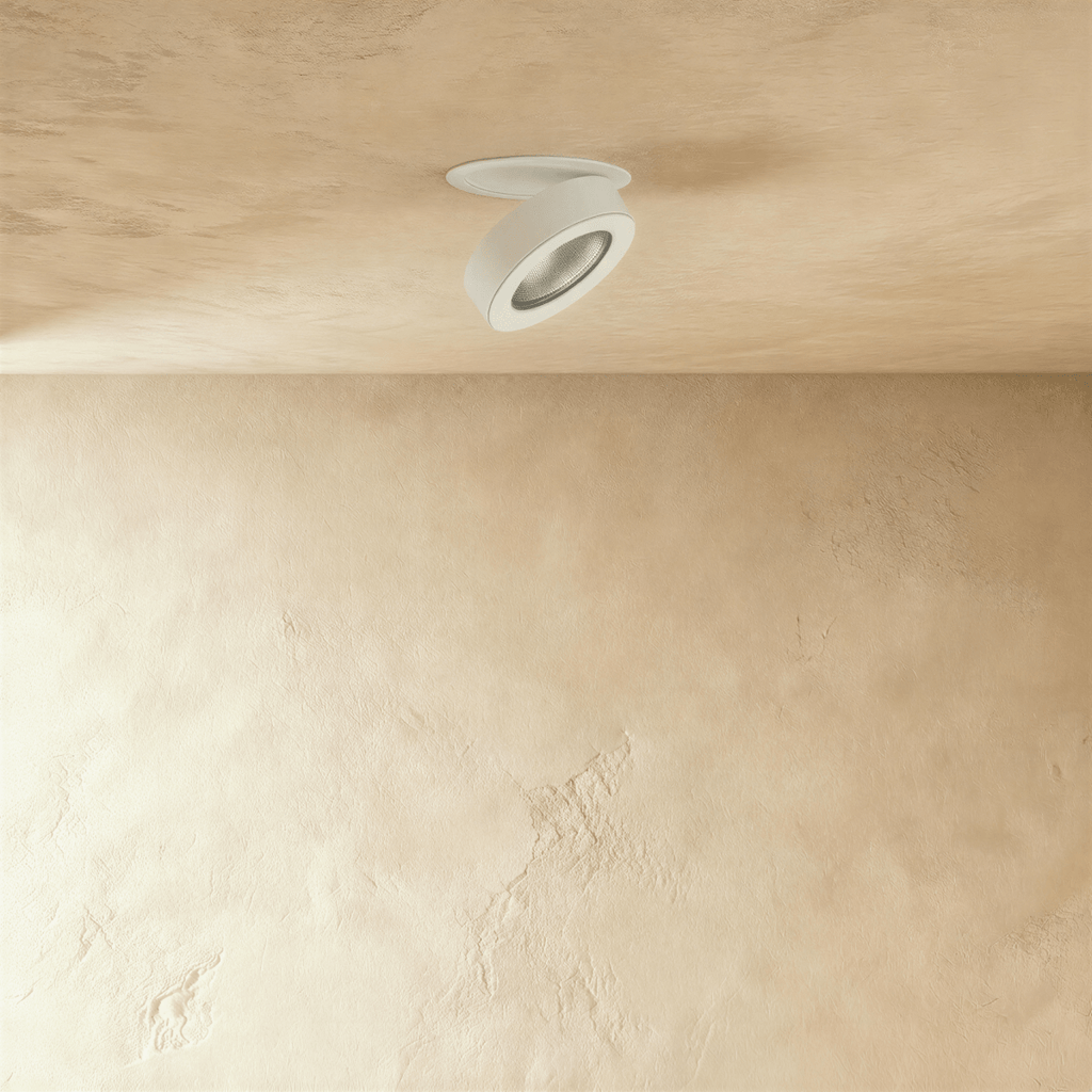 Spot encastrable orientable blanc replié à fleur de plafond