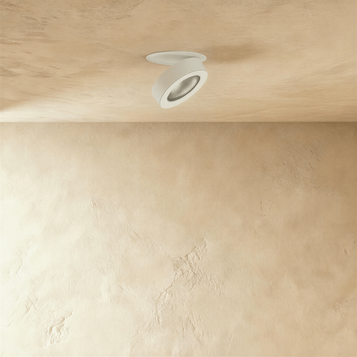 Spot encastrable orientable blanc replié à fleur de plafond