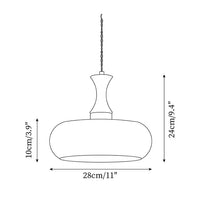 Schéma des dimensions de la suspension baladeuse, 28 cm de diamètre et 24 cm de hauteur