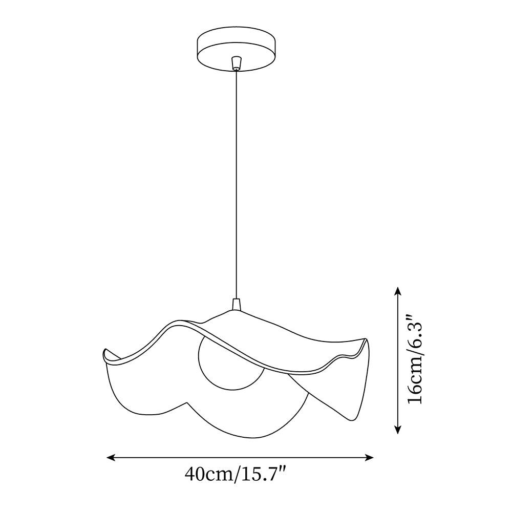 Schéma des dimensions de la suspension, 40 cm de diamètre et 16 cm de hauteur