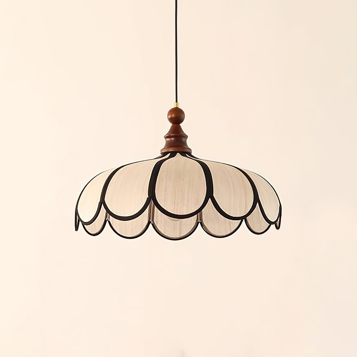 Suspension en fibre naturelle et bois, diamètre 40 cm