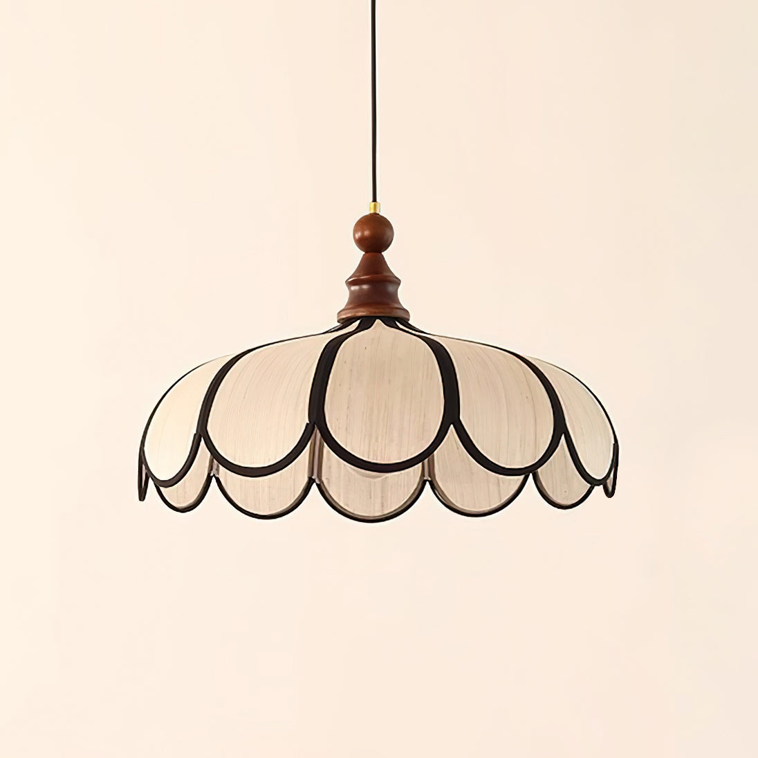 Suspension en fibre naturelle et bois, diamètre 50 cm