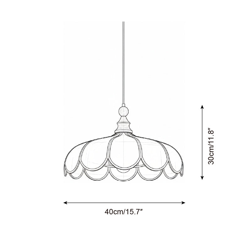 Schéma des dimensions de la suspension, 40 cm de diamètre et 30 cm de hauteur