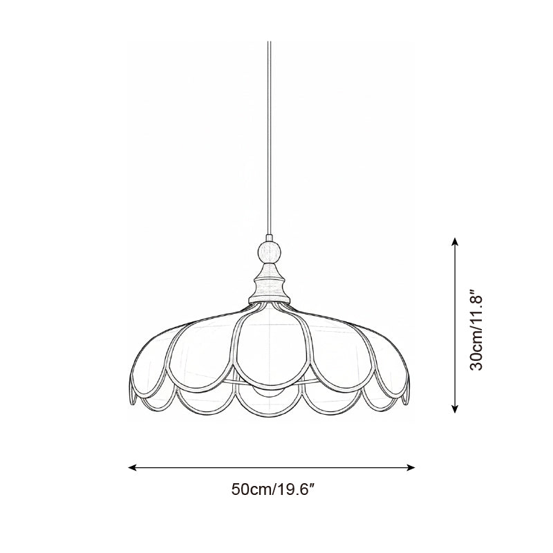Schéma des dimensions de la suspension, 50 cm de diamètre et 30 cm de hauteur