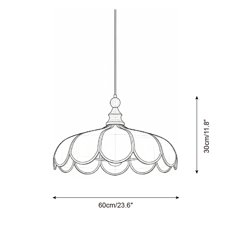 Schéma des dimensions de la suspension, 60 cm de diamètre et 30 cm de hauteur