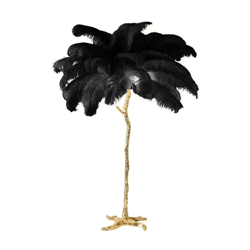 Lampadaire en Laiton et Plumes d'autruche - Opale