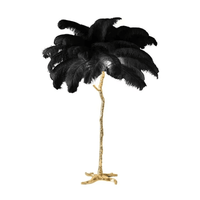 Lampadaire en Laiton et Plumes d'autruche - Opale