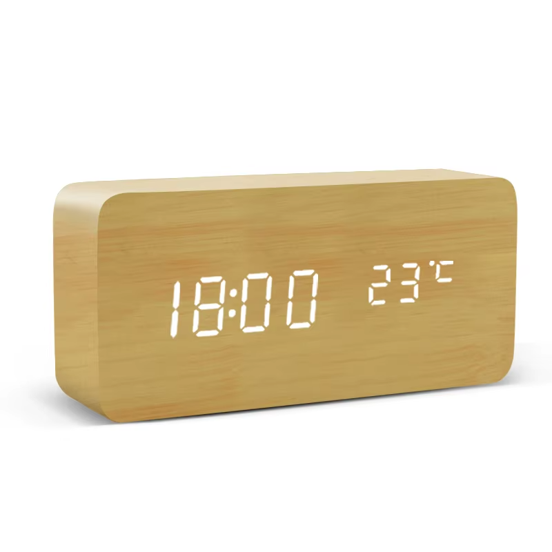Lampe de chevet Réveil LED en Bois - Opale