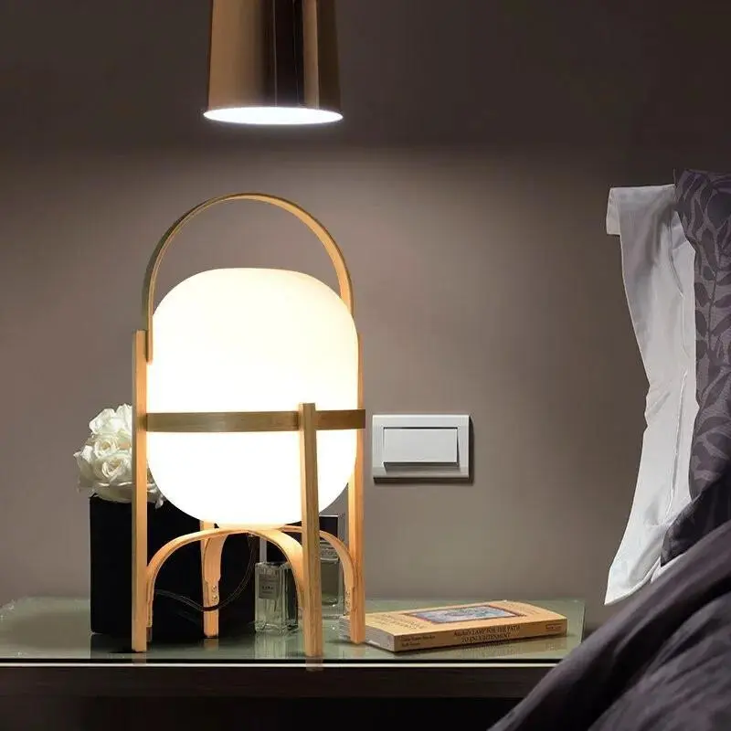 Lampe de chevet en Bois Moderne style Japonaise - Opale Image