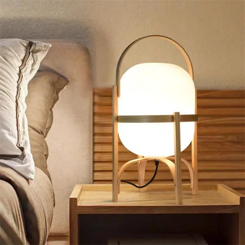 Lampe de chevet en Bois Moderne style Japonaise - Opale Image
