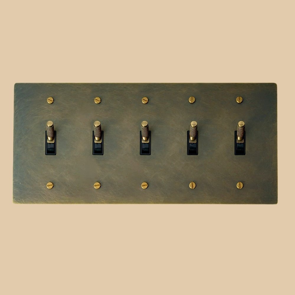 Interrupteur vintage a levier Bronze Patiné 5 postes