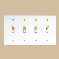 Interrupteur vintage a levier Blanc et Laiton 4 postes