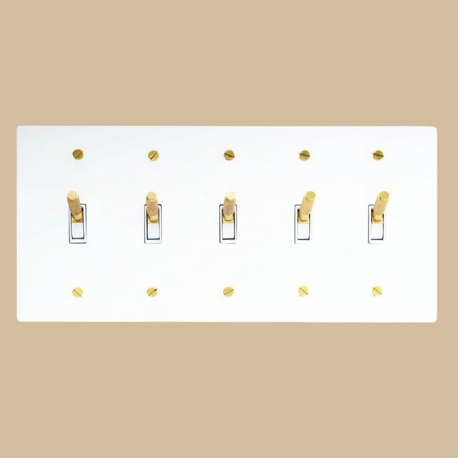 Interrupteur vintage a levier Blanc et Laiton 5 postes