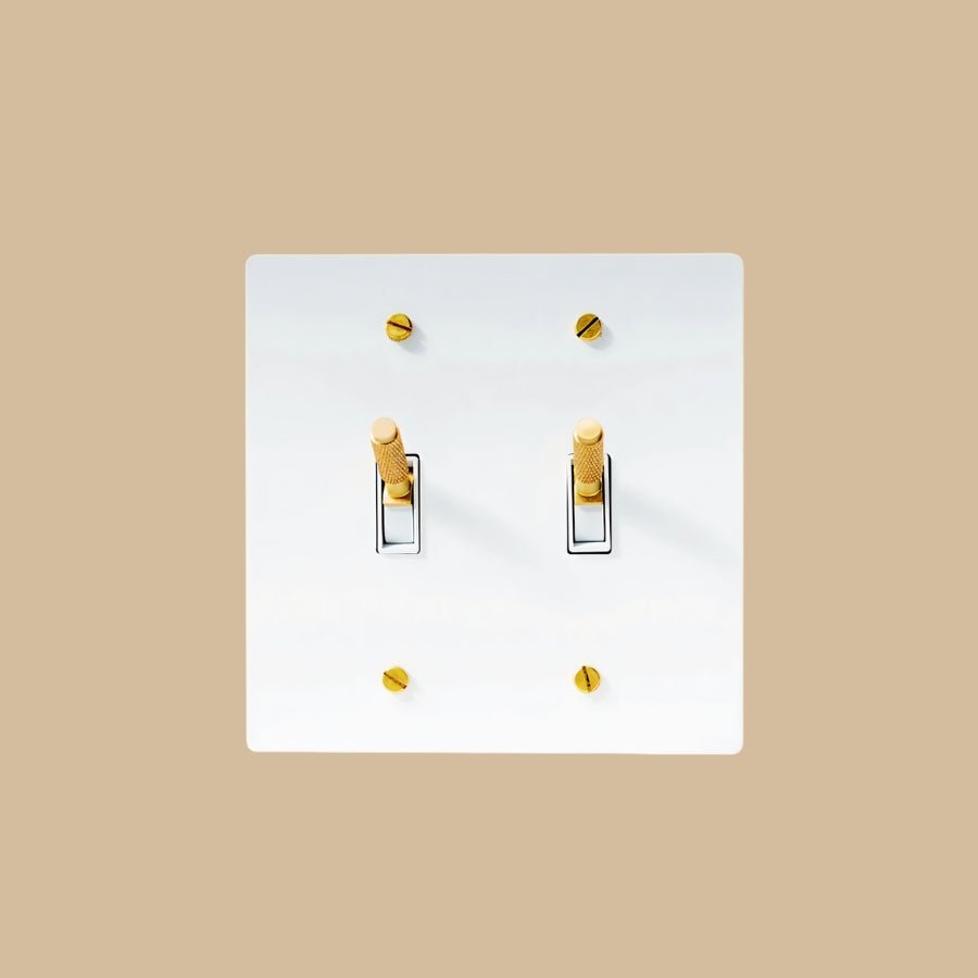 Interrupteur vintage a levier Blanc et Laiton 2 postes