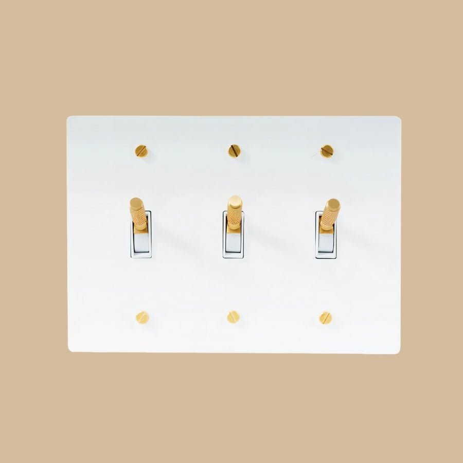 Interrupteur vintage a levier Blanc et Laiton 3 postes