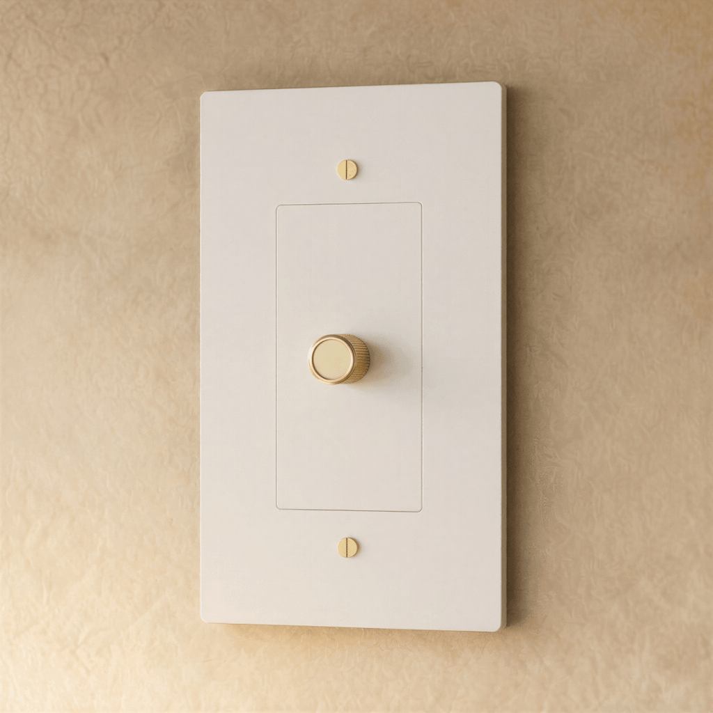 Variateur de lumière finition blanc et laiton 1 poste