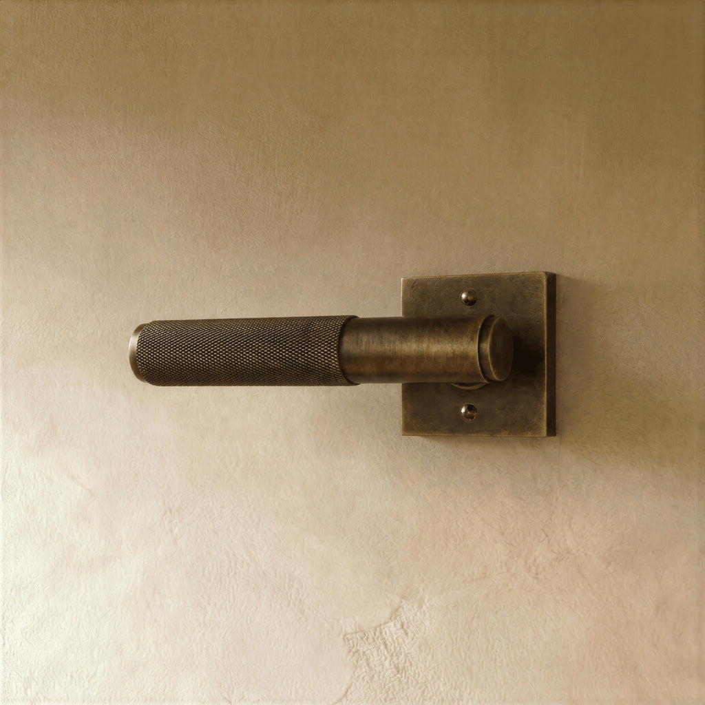 Poignée laiton vintage rosace carrée, avec condamnation