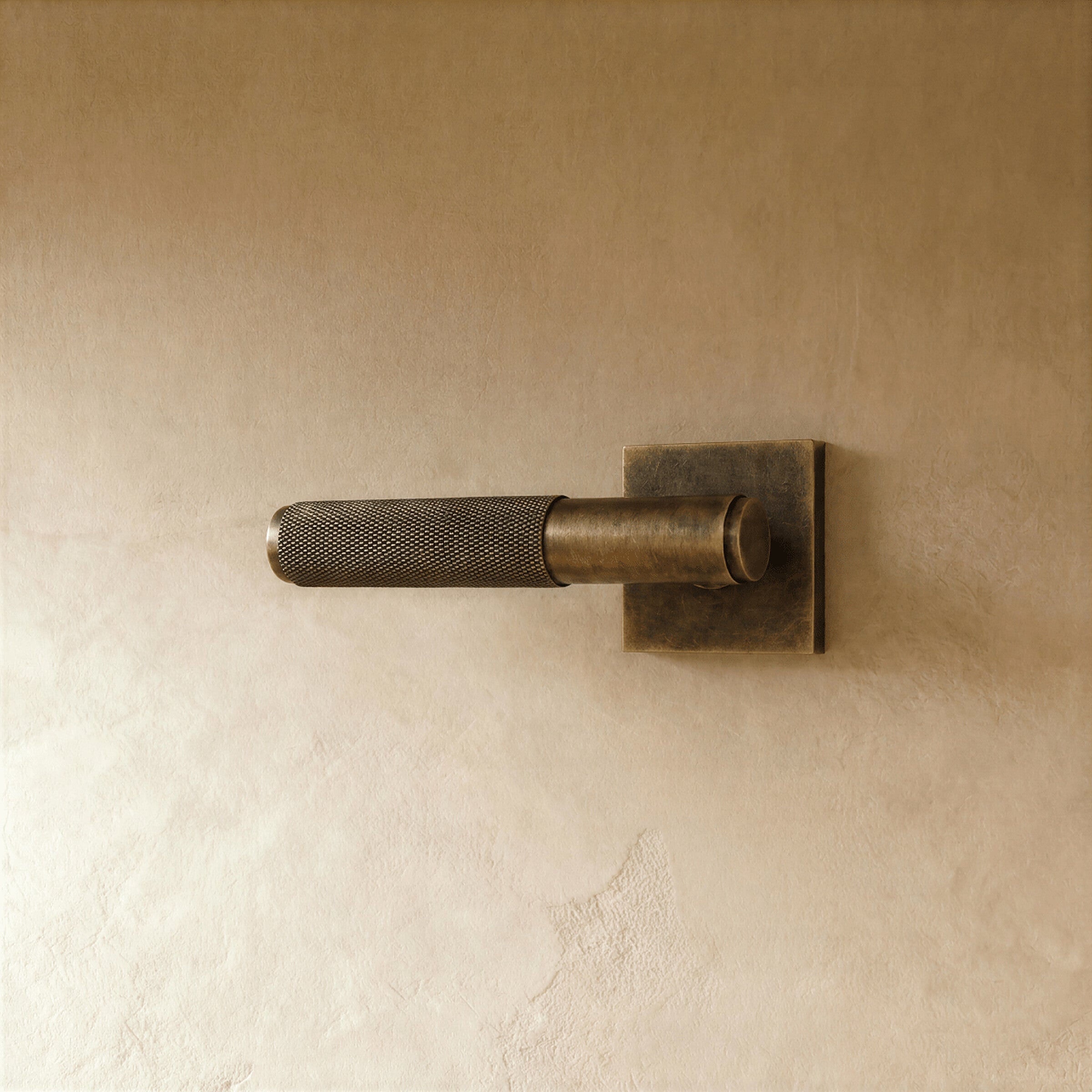 Poignée de porte laiton vintage, rosace carrée