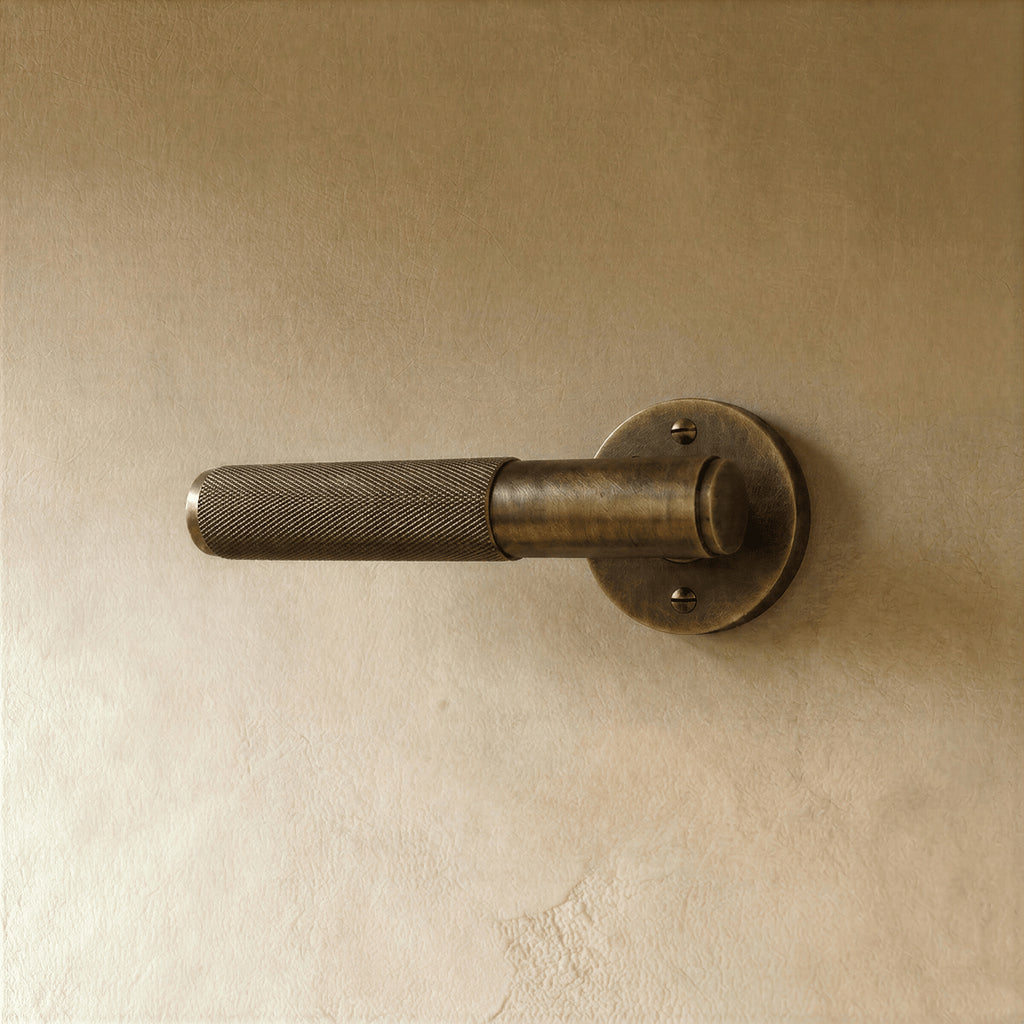 Poignée laiton vintage rosace ronde, avec condamnation