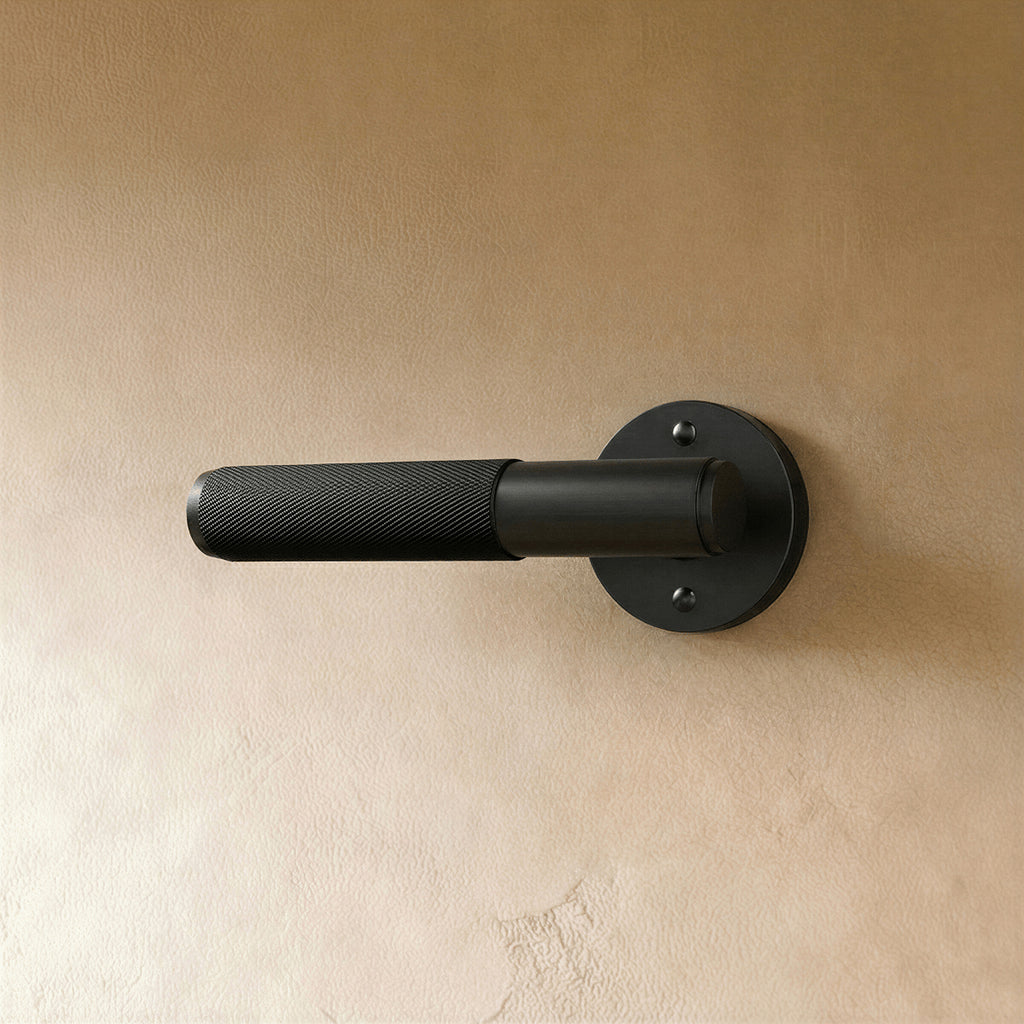 Poignée noire mate, rosace ronde